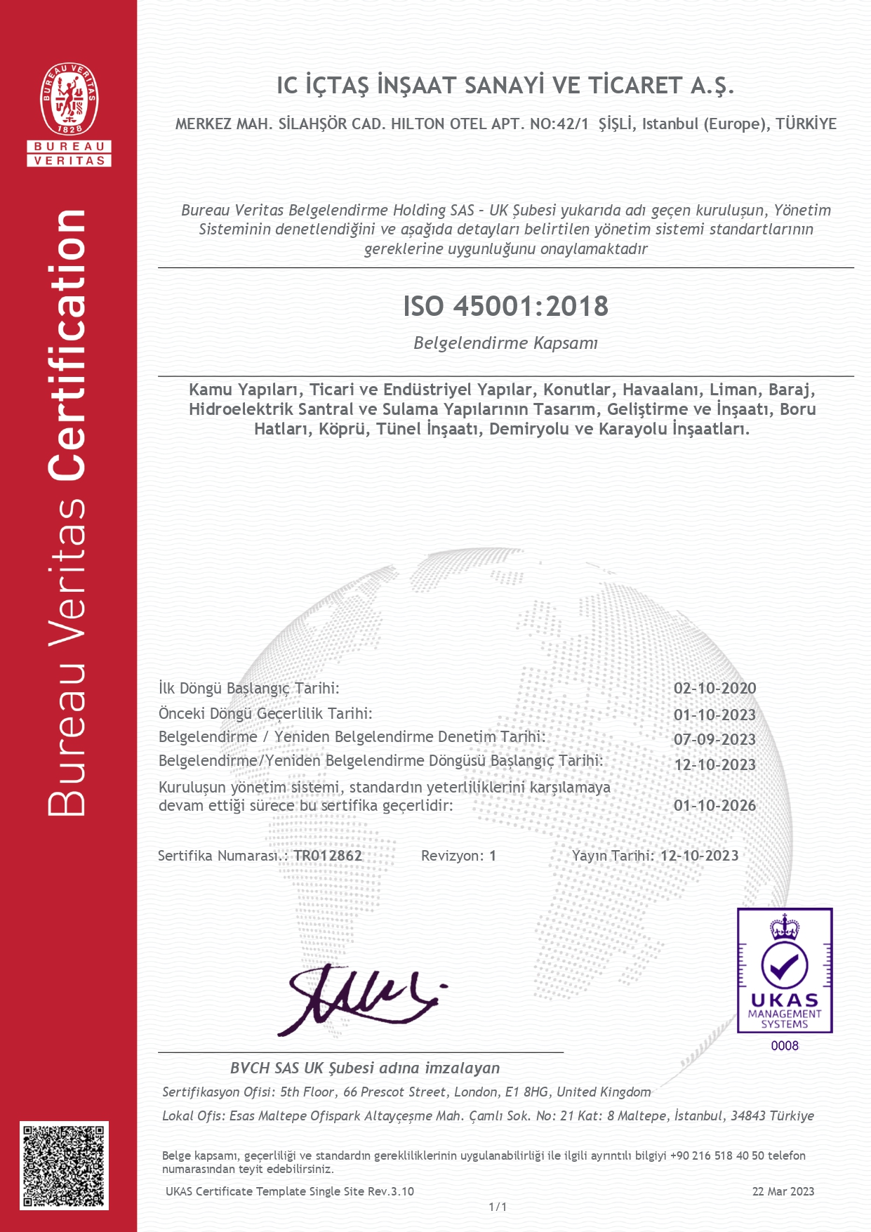 IC İçtaş İnşaat | ISO 45001 Sertifikası