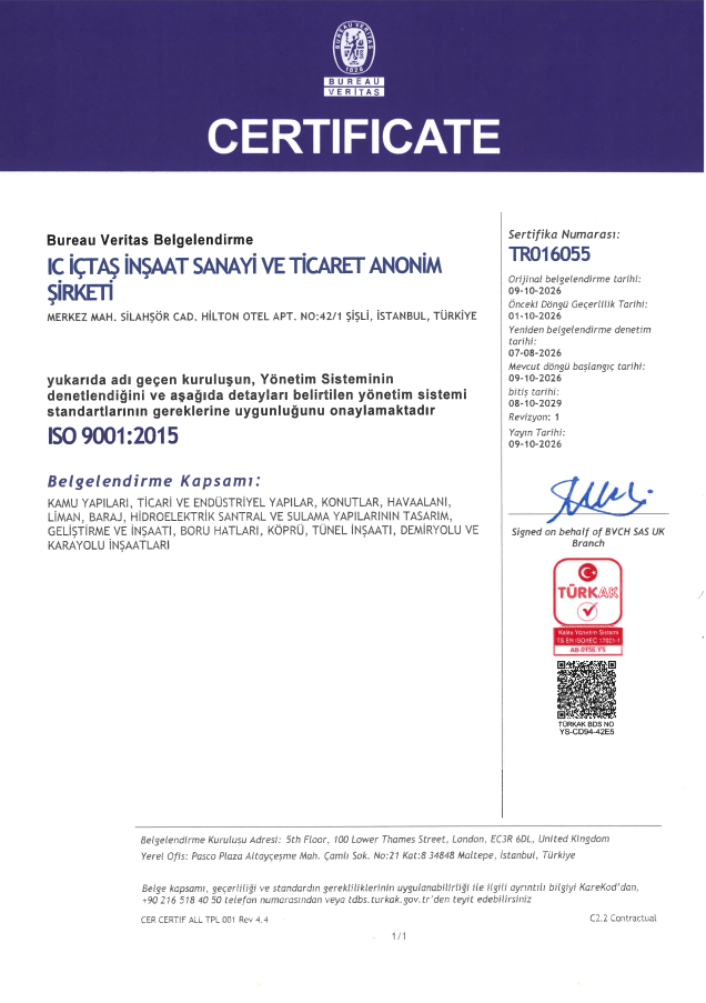 IC İçtaş İnşaat | ISO 9001-2015