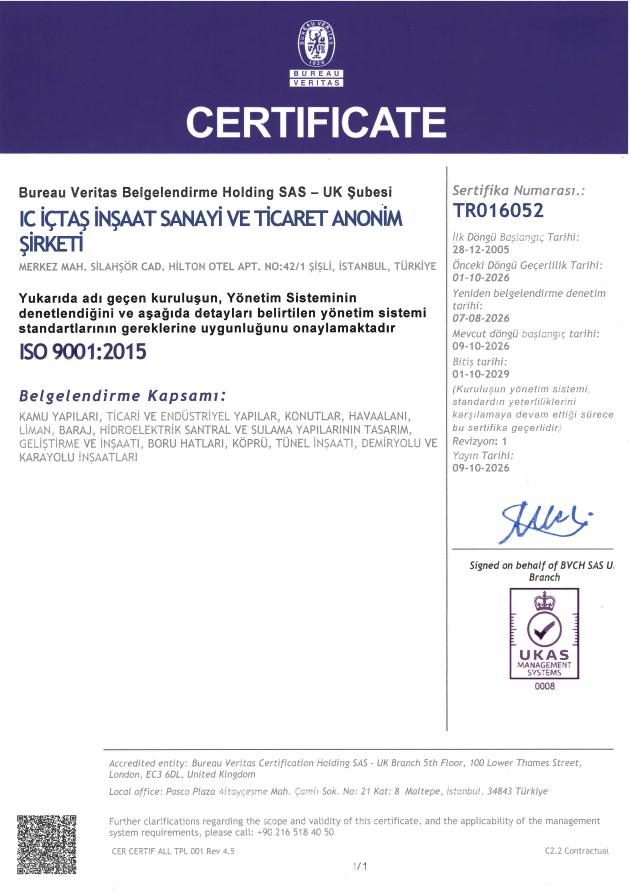 IC İçtaş İnşaat | ISO 9001-2015