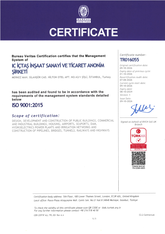 IC İnşaat | ISO 9001-2015
