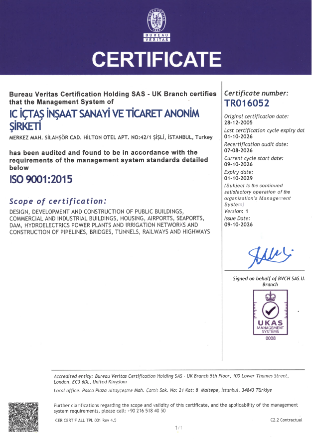 IC İnşaat | ISO 9001-2015