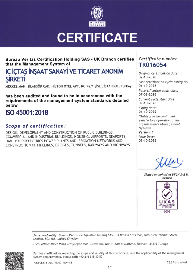 IC İnşaat | ISO 45001-2018